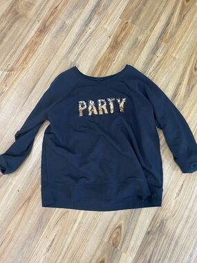 torrid Black Sweatshirt with Gold Sequin 'PARTY'